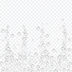 Bubbles in water on transparent background. Bubbles in water for wallpaper, texture background and pattern template. Water bubbles, vector background