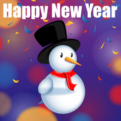 Snowman vector isolated on bokeh background. Snowman for winter banner, christmas card, flyer and wallpaper template. Snowman vector