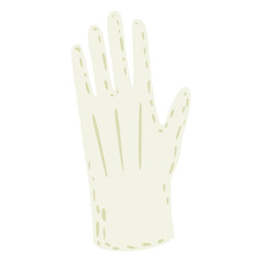 Magic glove isolated on white background. Cartoon magic element for trick hand drawn sketch white color.