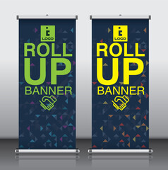 roll up brochure flyer banner design vertical template vector, abstract geometric background, modern x-banner and flag-banner,rectangle size.