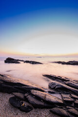 A long exposure of sunrise on the beach of Thailand