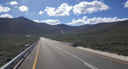 Road through mountains of Drakensberg