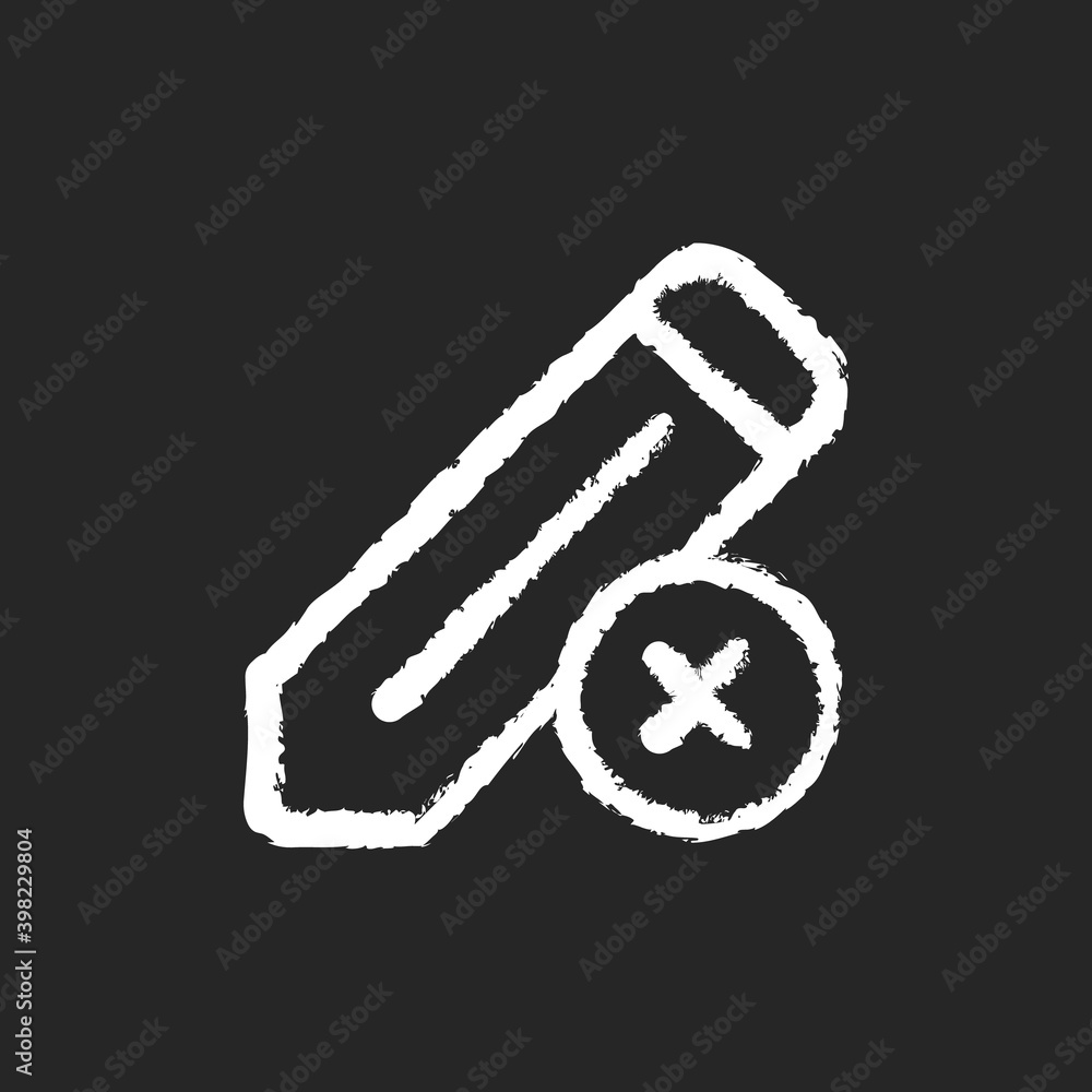 Poster edit chalk white icon on black background. editing process of huge text document. reducing mistakes 