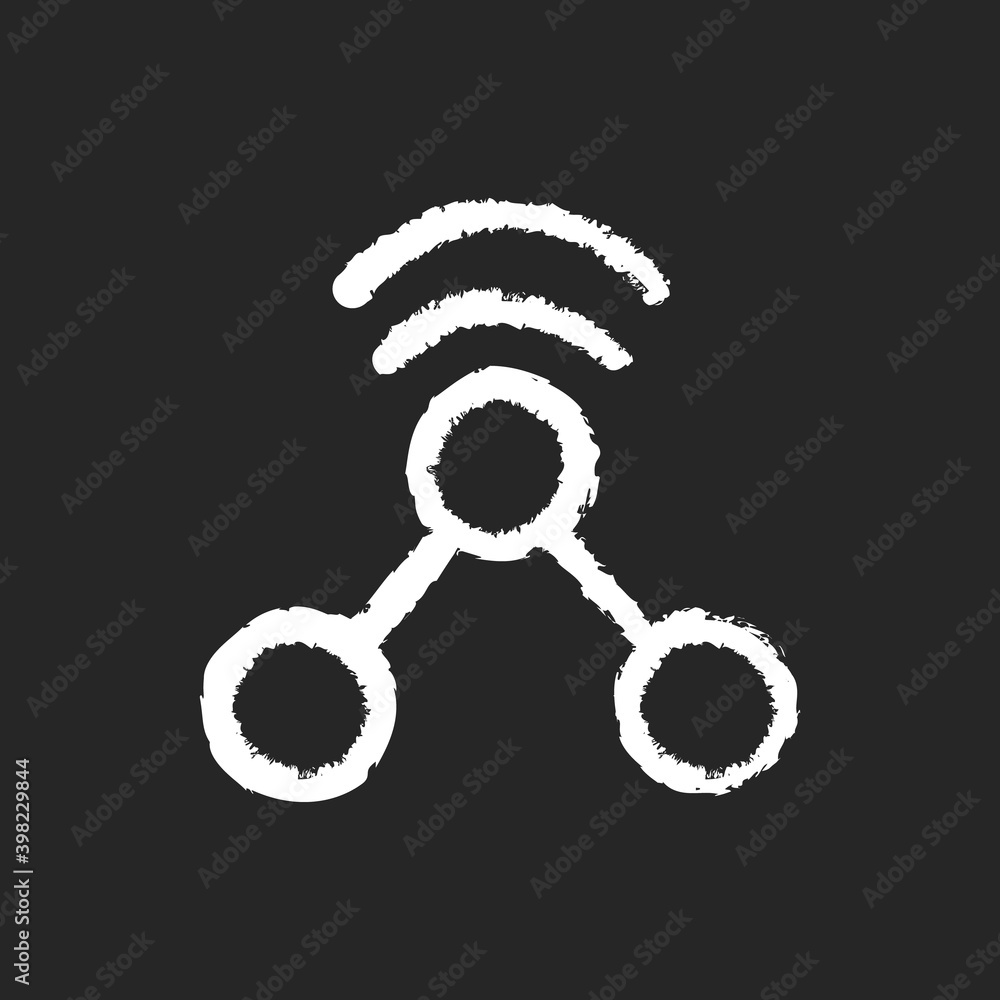 Poster share chalk white icon on black background. send different data to another users. sharing content op