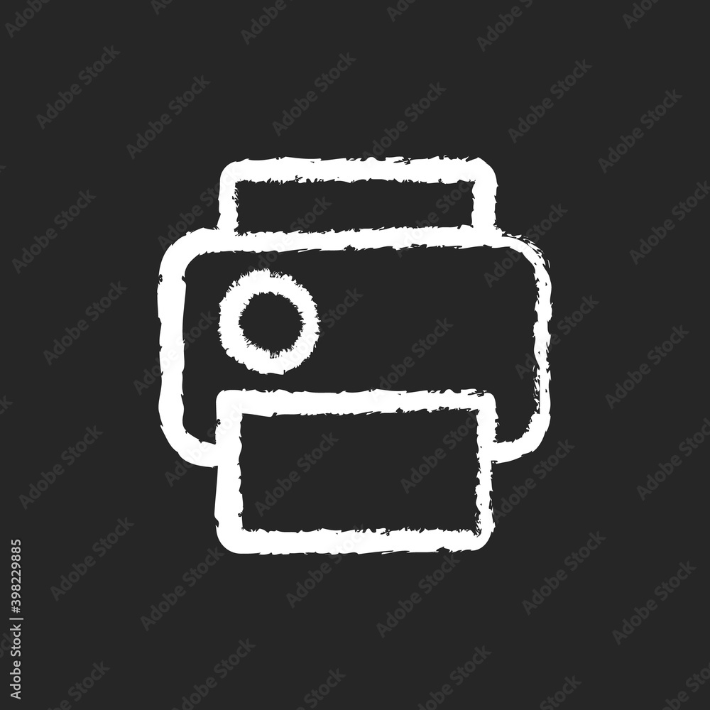Poster print chalk white icon on black background. printing process. making copies of documents. duplicatin