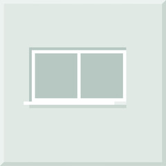 window frame vector. white window frame with gray glass on a gray wall.