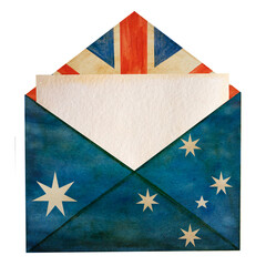 Beautiful drawing of the Australian Flag. Closeup, no people, textured surface. Congratulations for family, relatives, friends and colleagues