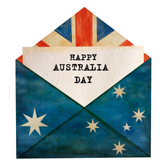 Fototapeta na wymiar Beautiful drawing of the Australian Flag. Closeup, no people, textured surface. Congratulations for family, relatives, friends and colleagues