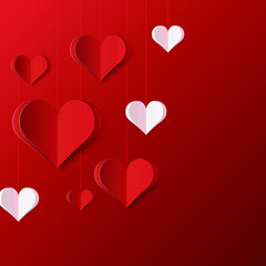High Quality Paper Shape of Heart on Gradient Background . Poster of Love for your Design . Isolated Vector Elements