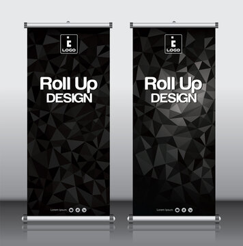 roll up brochure flyer banner design vertical template vector, abstract geometric background, modern x-banner and flag-banner,rectangle size.