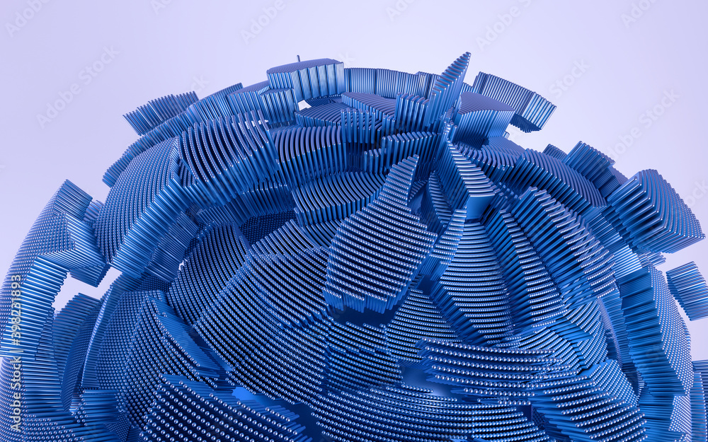 Aufkleber 3d render of abstract detailed shape. dynamic futuristic background.