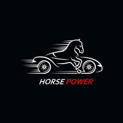 Horsepower abstract logo, sports car and horse concept.