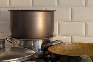 Kitchen space with cooking utensils