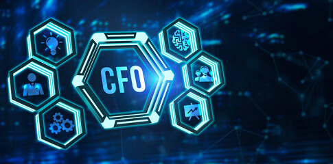 Internet, business, Technology and network concept.virtual screen of the future and sees the inscription: CFO