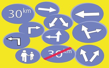 vector graphics illustration of road signs