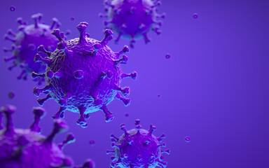 Coronaviruses influenza 3d render. Coronavirus COVID-19 colorful background. 