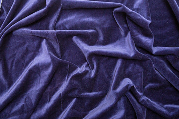 blue velvet fabric wrinkled