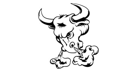 Bull's head in the form of a logo. Symbol of the year 2021