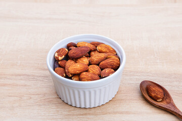 .Almond seeds for health on the table