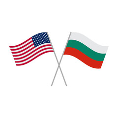 American and Bulgarian flags isolated on white background. Vector illustration
