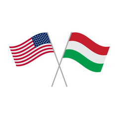 Fototapeta premium American and Hungarian flags isolated on white background. Vector illustration