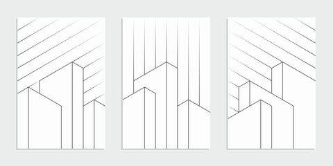 Abstract geometric technological banner. Architectural construction. Corporate identity flyer. Vector set background.