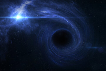 Black hole and star. Elements of this image furnished by NASA.