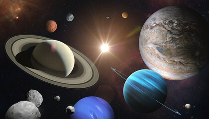 Solar system planet and sun. Elements of this image furnished by NASA. © revers_jr