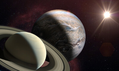 Saturn and Jupiter. Elements of this image furnished by NASA. © revers_jr