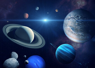 Solar system planet and sun. Elements of this image furnished by NASA. © revers_jr