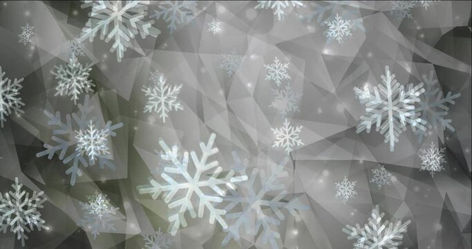 4K looping light gray video sample in carnival style. Colorful fashion clip with gradient stars, snowflakes. Ads for gift presentations. 4096 x 2160, 30 fps.