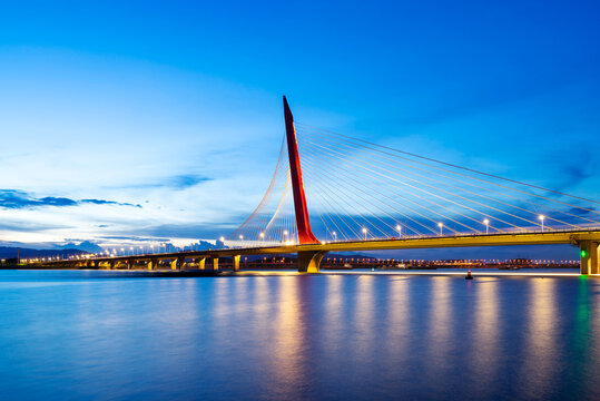 Modern bridge in the city at night © gjp311