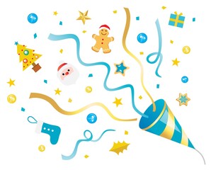 青いクリスマスのクラッカー