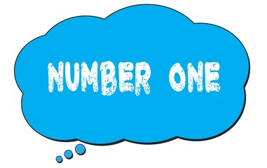 NUMBER  ONE text written on a blue thought bubble.