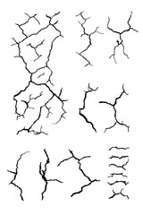 details many lines of crack ground for abstract background on white background