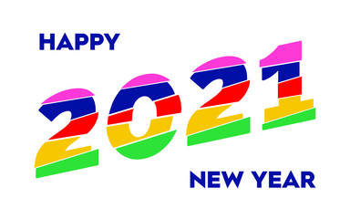 Happy new year 2021. Design template Celebration typography poster, banner or greeting card for new year. Vector Illustration