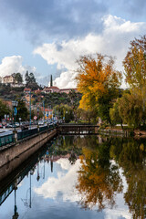 Fototapeta na wymiar Downtown of the medieval city of Tomar, Santarém, Portugal