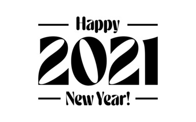 Vintage modern typography of 2021. Creative concept happy new year card template. Minimalistic trendy backgrounds for branding, banner, cover, card.