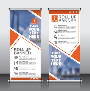 roll up brochure flyer banner design vertical template vector, abstract geometric background, modern x-banner and flag-banner,rectangle size.
