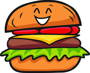 hamburger mascot with big smile vector illustration