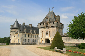 Fototapeta na wymiar medieval castle (roche-courbon) in saint-porchaire in france