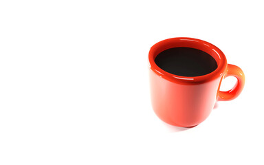 3 D illustration rendering black coffee in red coffee cup