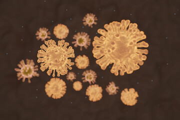Coronavirus COVID-19 under the microscope  3d illustration