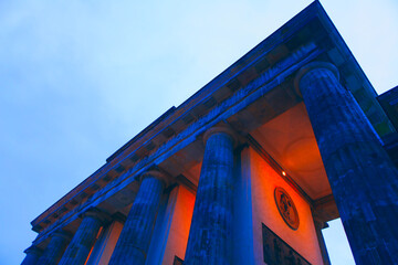 Columns of illuminated Brandenburg Gate in Berlin  © Leilani