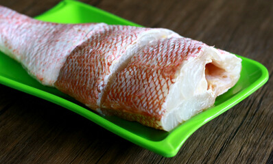 Red snapper slices ready to cook.