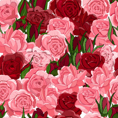 Seamless Rose Pattern. Excellent for fabric, wallpaper, gift boxes, background greeting cards and invitations