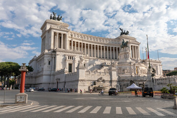 Fototapeta na wymiar Panoramic front view of museum the Vittorio Emanuele II Monument (Vittoriano)