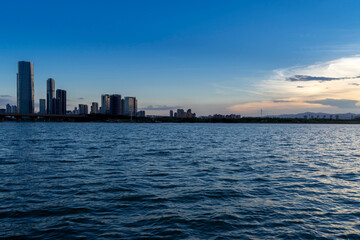 Naklejka premium Sunset in the city in China