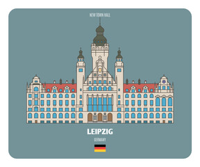 Obraz premium New Town Hall in Leipzig, Germany. Architectural symbols of European cities