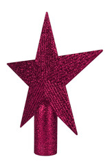 Obraz premium Trendy seasonal star Christmas tree top shiny decoration isolated on white background